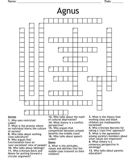 agnus crossword|More.